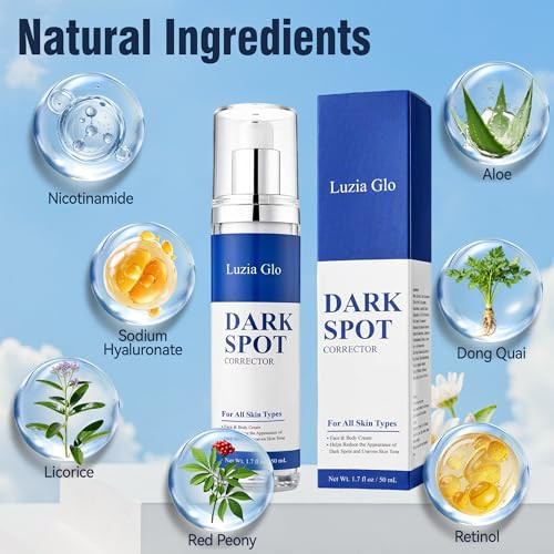 Luzia Glo Dark Spot Corrector For Face Brightening Cream For Dark Spots Age Spots & Uneven Skin Tone Hyperpigmentation Care With Niacinamide For All Skin Types
