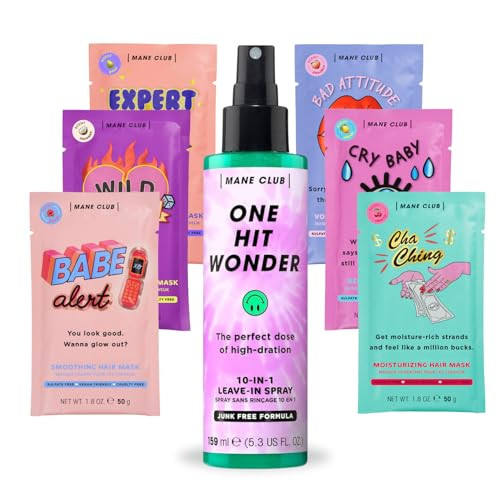 Mane Club Deep Conditioner Variety Pack (6 Pack) & 10-In-1 Leave-In Spray (5.3 Oz) Bundle - Vegan Cruelty- Sulfate & Paraben-