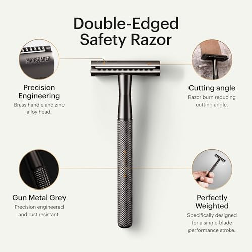 Manscaped The Plow 2.0 & Power Shave Gel Men's Face Shaving Bundle With Single Blade Safety Razor And Soothing Face Shaving Gel With Liquid Exfoliants To Help Defend Against Ingrown Hairs 6 Fl Oz
