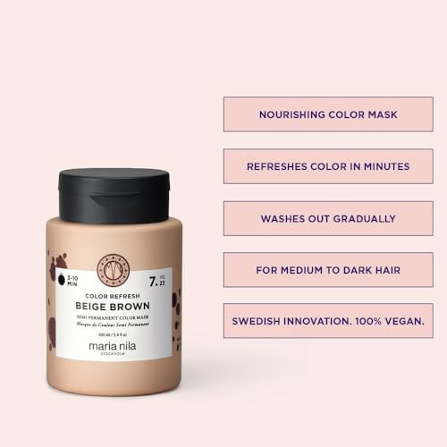Maria Nila Color Refresh Beige Brown 3.4 Fl Oz Beige Brown Hair Mask Semi-Permanent Pigments 100% Vegan & Sulfate/Paraben
