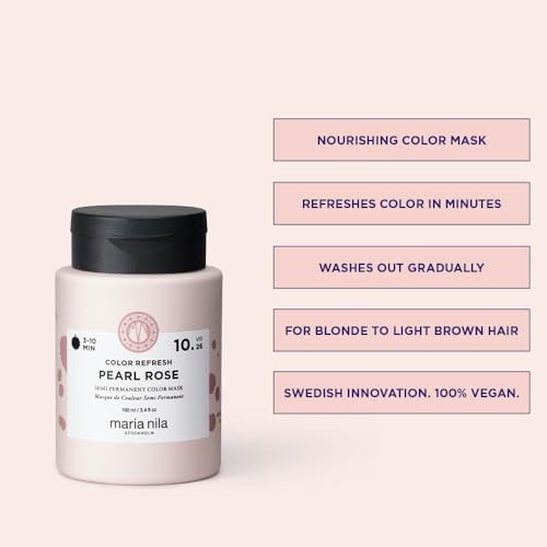 Maria Nila Color Refresh Pearl Rose 3.4 Fl Oz Soft Pink Hair Mask Semi-Permanent Pigments 100% Vegan & Sulfate/Paraben