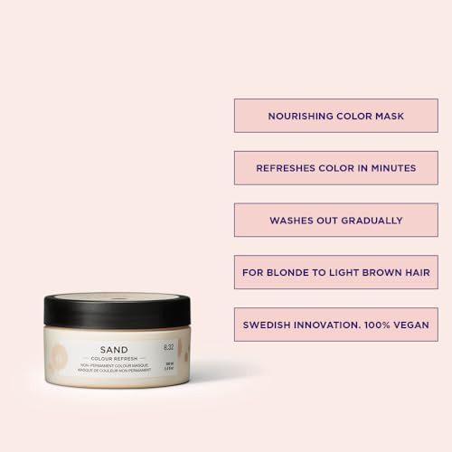 Maria Nila Colour Refresh Sand 3.4 Fl Oz Sand Hair Mask Semi-Permanent Pigments 100% Vegan & Sulfate/Paraben