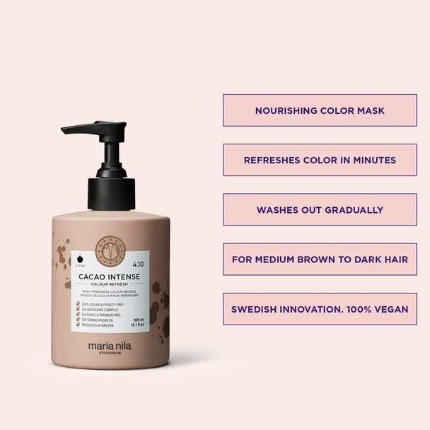 Maria Nila Color Refresh Cacao Intense Dark Brown Hair Mask Semi-Permanent Pigments 100% Vegan & Sulfate/Paraben
