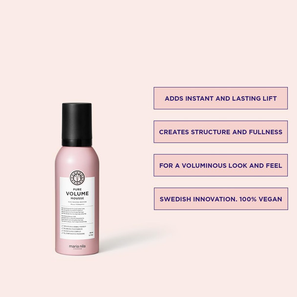 Maria Nila Pure Volume Volumizing Mousse For Thicker Hair Panthenol/Provitamin B5 Gives Volume To Thin & Fine Hair 100% Vegan & Sulfate/Paraben 5.1 Fl Oz