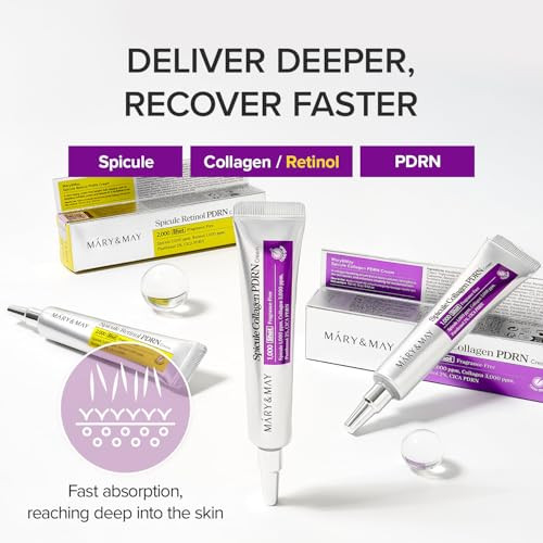 Mary&May Spicule Duo Set: Collagen & Retinol Pdrn Cream Anti-Aging Firming Plumping Pore Care Korean Skincare 2X15G