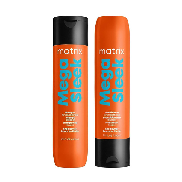 Matrix Mega Sleek Shampoo And Conditioner Set - Smoothing And Moisturizing Anti-Frizz Detangling For All Dry Damaged & Frizzy Hair Types Nourishes With Shea Butter Vegan