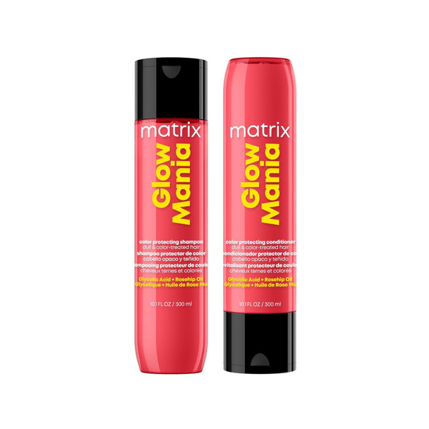Matrix Glow Mania Color Protecting Shampoo And Conditioner Set - Hydrates & Enhances Shine Preserves & Protects Moisture & Vibrancy For Dull & Color-Treated Hair With Glycolic Acid & Rosehip Oil