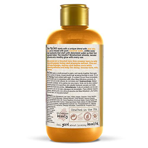Maui Moisture Curl Quench + Coconut Oil Anti-Frizz Curl-Defining Hair Milk To Hydrate And Detangle Tight Curly Hair Softening Leave-In Treatment Vegan Silicone & Paraben- 8 Fl Oz