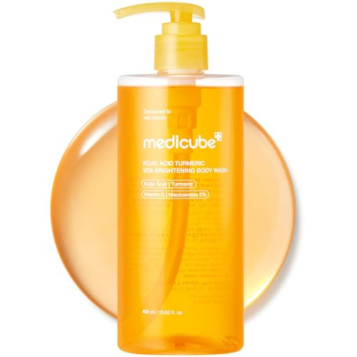 Medicube Kojic Acid Turmeric Brightening Body Wash Gentle Shower Gel For Uneven Skin Niacinamide Vitamin C Aha/Bha Deep Cleansing Hydrating Formula Easy And Effective 13.52 Fl.Oz