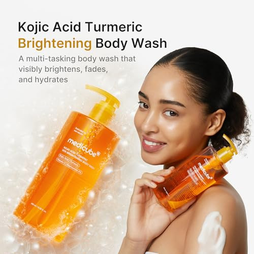 Medicube Kojic Acid Turmeric Brightening Body Wash Gentle Shower Gel For Uneven Skin Niacinamide Vitamin C Aha/Bha Deep Cleansing Hydrating Formula Easy And Effective 13.52 Fl.Oz