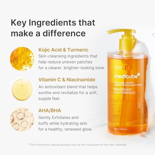 Medicube Kojic Acid Body Wash & Tone Duo: Kojc Acid Turmeric Brightening Body Wash And Smothing Toner For Face & Body Shower 2 Step Routine For Clearer Brighter Body Skin