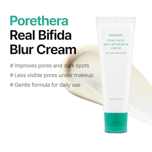 Meditherapy Porethera Real Bifida Blur Cream - Korean Face Moisturizer - Pore Minimizer Face Tone-Up Cream For Blurring Face - Pore Regenerating - Facial Moisturizer For Oily And Acne-Prone Skin 1.69 Fl.Oz