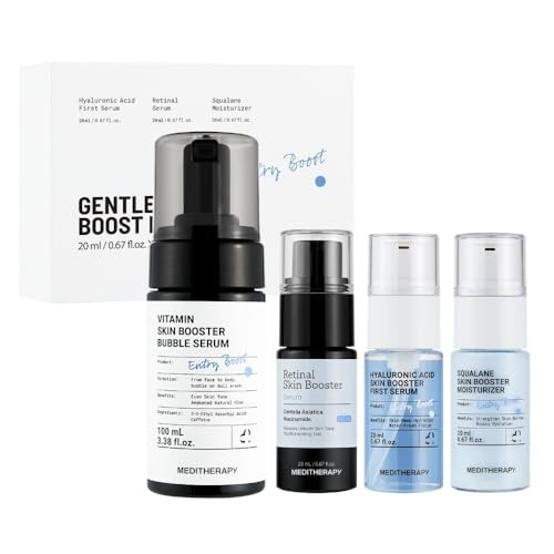 Meditherapy Glow Boost Hydration Kit Vitamin Bubble Serum + Gentle Boost Kit (Retinal Hyaluronic Acid & Squalane Moisturizer Set) Radiance Care & Layered Daily Skincare Routine