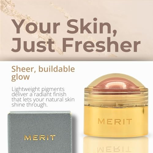 Merit Flush Balm Cream Blush Archival Cool Mauve Hydrating Radiant Cheek & Lip Tint Stick With Vitamin E Lightweight Buildable Vegan & Cruelty- Blush