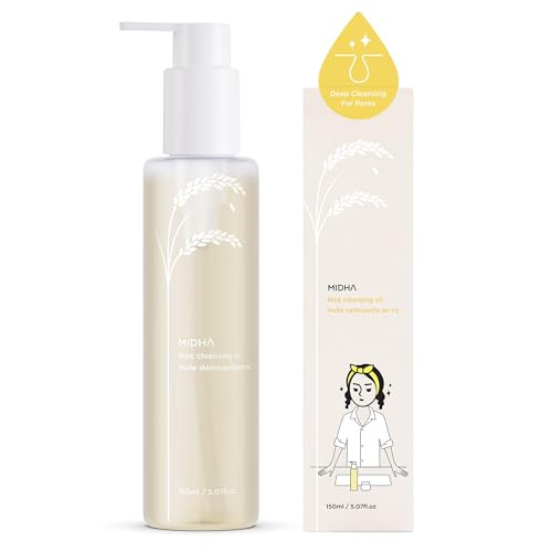 Midha Rice Cleansing Oil 5.07Fl.Oz/150Ml Gentle Makeup Remover Hydrating Lightweight Plant-Based Moisturising First-Step Cleanser Balanced Skin With Residue- Sebum Care Formula