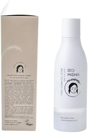 Midha Rice Sebum Toner 6.76Fl.Oz/200MlHydrating Pore Refining Sebum Control Lightweight Daily Toner For Oily & Sensitive Skin Vegan Alcohol- Non-Comedogenic Double-Layer Formula