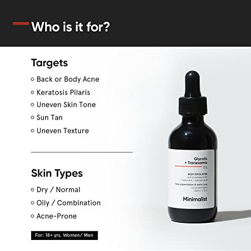 Minimalist Kp Bump Eraser For Keratosis Pilaris (Strawberry Legs/Skin) 11% Glycolic & Tranexamic Acid Body Exfoliator Reduces Hyperpigmentation For Women & Men 2 Fl Oz / 60 Ml