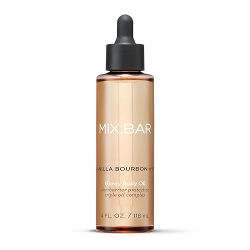 Mix:Bar Vanilla Bourbon Glowy Body Oil For Women Soothe Soften & Smooth Dry Skin With Jojoba & Avocado Oil Paraben Vegan 5Oz