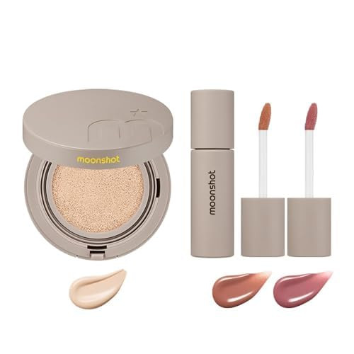 Moonshot Korea Conscious Fit Mellow Lip Tint&Foundation Lip Stain SetK-Beauty (Foundation Lip Stain Set (17N+01 Uni Beige+02 Wormhole Mystery 1)