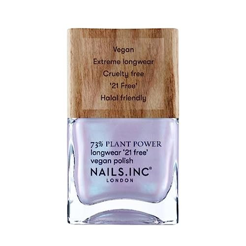 Nails Inc Plant Power Longwear Vegan Nail Polish - Eco Glow (Purple And Blue Pearl Shimmer) - 0.47 Fl Oz / 14 Ml