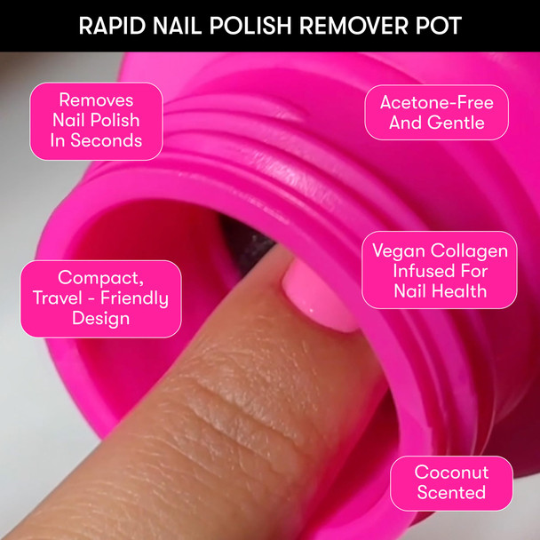 Nails Inc Acetone Vegan Collagen Fueled Coconut Scented Non-Toxic Gel & Regular Nail Polish Remover Easy Peel Professional Soak Off Nail Polish Rapid Remover Pot For Hands 1.69 Fl Oz