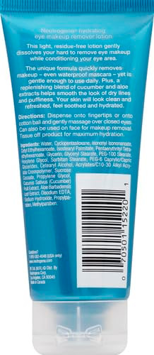 Neutrogena Hydrating Eye Makeup Remover Lotion Gentle Daily Makeup Remover With Skin-Soothing Aloe And Cucumber Extracts To Remove Even Waterproof Mascara Fragrance- 3 Oz