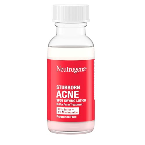 Neutrogena Stubborn Acne Spot Drying Lotion Fragrance- Sulfur Acne Treatment Clears Acne By Drying Up & Shrinking Pimples Paraben- & Oil- 10% Sulfur & 4% Niacinamide 1.0 Fl. Oz