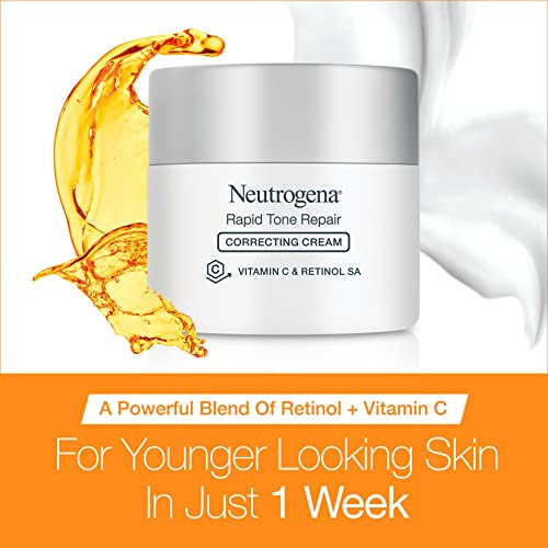 Neutrogena Rapid Tone Repair Retinol + Vitamin C Face Moisturizer Dark Spot Corrector Anti-Aging Face Cream For Even Tone 1.7 Oz + Trial Size Hydro Boost Facial Cleanser 0.5 Fl. Oz