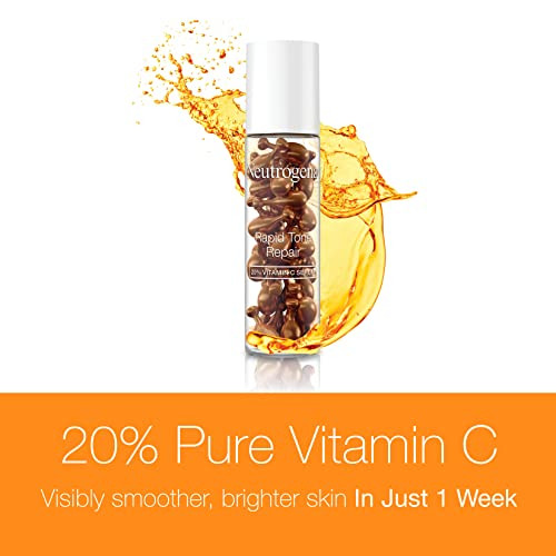 Neutrogena Rapid Tone Repair 20% Vitamin C Brightening Serum Capsules Antioxidant Face Serum To Brighten Look Of Dark Spots & Even Skin Tone Oil- 30 Serum Capsules