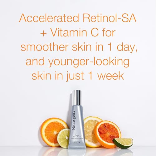 Neutrogena Rapid Tone Repair Retinol + Vitamin C Dark Spot Corrector Face Serum Daily Anti-Wrinkle Dark Spot Corrector To Brighten & Even Tone Mineral-Oil & Dye- White 1 Oz