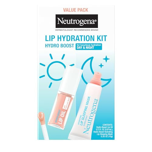 Neutrogena Hydro Boost Lip Hydration Kit With Light Pink Tinted Lip Oil And Clear Overnight Lip Sleeping Mask Both With Hyaluronic Acid Designed To Nourish & Hydrate Day & Night 2 Items
