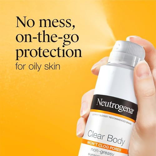 Neutrogena Clear Body Spf 50 Sunscreen Spray Broad Spectrum Uva/Uvb Sun Protection Water-Resistant Non-Comedogenic Lightweight Body Sunscreen With Vitamin E & Niacinamide For Skin Care 5 Oz