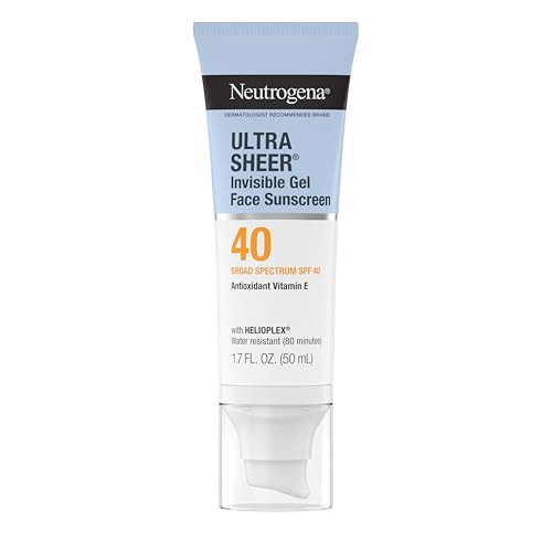 Neutrogena Ultra Sheer Invisible Gel Face Sunscreen Spf 40 Facial Sunscreen & Moisturizer Vitamin E Matte Finish Makeup Primer Travel Size 80 Minutes Water-Resistant 1.7 Oz