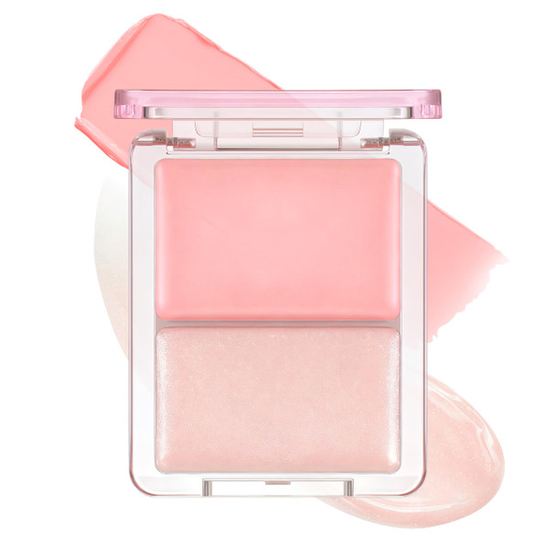 Noerrors Glassy Glow Blush For Cheek Moisturizing Cream Blush Palette For Clear Gloss Skin Hydrating Lightweight Blendable Glow Dewy Blusher Makeup For Clean Natural Radiance Pink&Nude