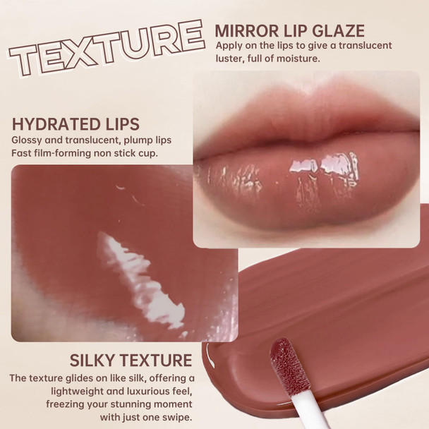Noerrors 2Pcs Lip Stain Marker Liner Pen And Lip Gloss Lip Combo Set Brown Liquid Waterproof Long Lasting Lip Liner With Moisturizing Lightweight Lip Gloss For Plumping Big Lips High Glossy Makeup