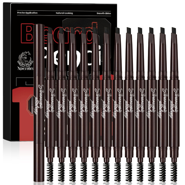 Noerrors 12Pcs Beard Pencil Filler For Men Mustache Beard Pen Set Hair Enhancement Pencil Kit For Men Hairline Barber Lineup Styling Waterproof Long Lasting Black