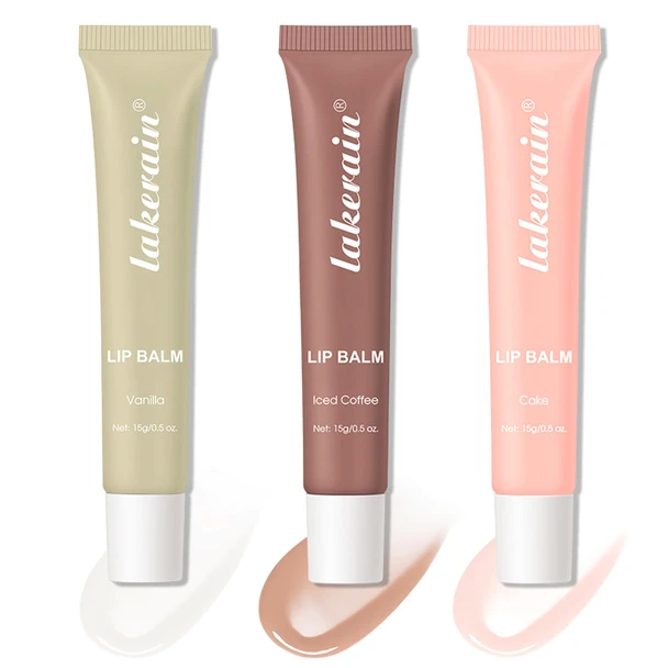 Noerrors 3 Colors Lip Balm Set Vanilla Clear Sheer Beige Light Brown Pink Sugar Glossy Natural Lip Oil Butter Long Lasting Hydrating Non-Sticky Nude Jelly Tint Lip Stain Balm Lip Care Gloss Makeup