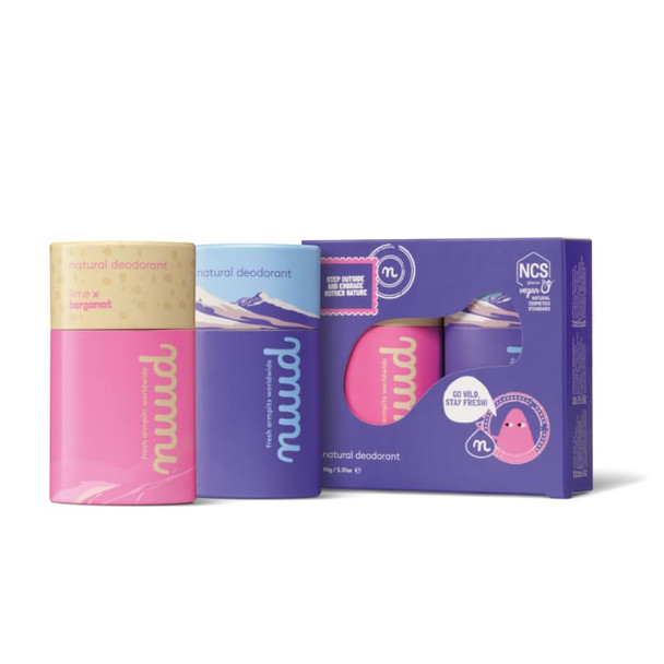 Nuud Stick Deodorant Adventure Pack 2 Sticks (1 Lime X Bergamot + 1 Unscented) Vegan Fresh For 48 Hours No Perfume No Aluminium No Vague Chemicals Pack Lasts For 13 14 Weeks