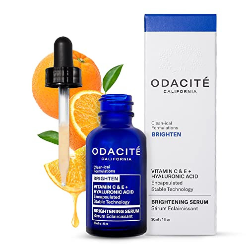 Odacite Brightening Vitamin C & Hyaluronic Facial Serum - Anti-Aging Facial Serum Targets Loss Of Firmness & Dark Spots - Squalane Vitamin E & Neroli Floral Water For Smooth Skin 1 Fl Oz