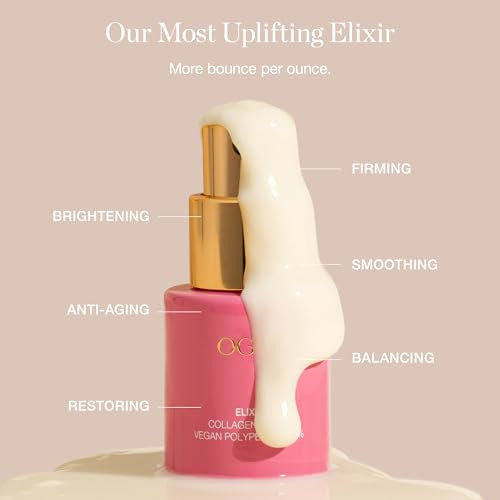 Ogee Vegan Collagen Boost Elixir - Peptides Serum For Face - Boosts Collagen Production By 150% - Organic Firming & Smoothing Facial Serum 15 Ml