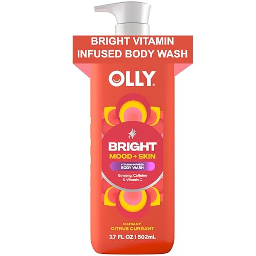 Olly Bright Body Wash With Ginseng Caffeine & Vitamin C Nourishing Cleanser For Skin Barrier Repair Deep Hydration Citrus Currant Scent 17 Oz