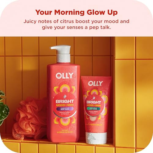 Olly Rest & Rise Body Care Set Day & Night Regimen 2 Body Washes + Body Serum Lotion + Scrub With Vitamin D Retinol Botanicals & Vitamin C Nourishing Hydrating 4 Count