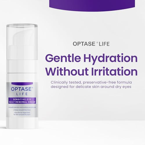 Optase Life Sensitive Eye Daily Renewal Cream - Hydrating Eye Cream For Skin Use Around Dry And Sensitive Eyes - Smooths Fine Lines Preservative- Eye Doctor And Dermatologist Approved 15 Ml