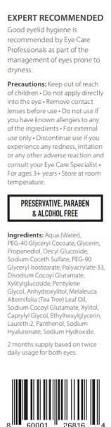 Optase Tto Eyelid Cleansing Gel 1.7 Fl Oz Tea Tree Oil Eyelid Cleanser For Gentle Daily Lid And Lash Cleansing Made With Hyaluronic Acid - Preservative Alcohol - Eye Doctor Recommended