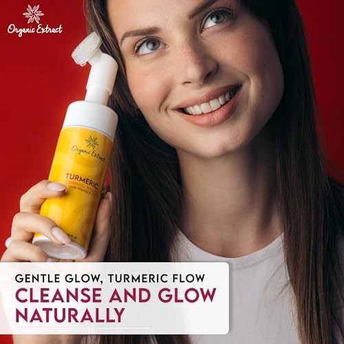Organic Extract Turmeric Skin Brightening Face Wash 5 Fl Oz / 150Ml Daily Moisturizer Gentle Facial Cleanser For All Skins With Kojic Acid Vitamin E And Aloe Vera