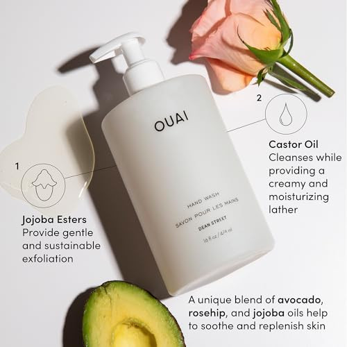 Ouai Hand Wash And Hand Lotion Set Dean Street Scent - Moisturizes And Exfoliates With Daily Use - Made With Jojoba Esters Avocado & Rosehip Oils (16 Fl Oz Each)