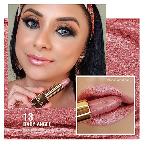 Oulac Nude Pink Lipsticks Set Included Metallic Lipstick Shimmer Lipstick And Lip Liner Msl13+Pg05+El06
