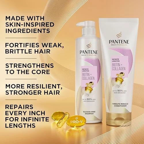 Pantene Pro-V Miracles Infinite Lengths Biotin + Collagen 1 Minute Miracle Conditioner 10.9 Fl Oz