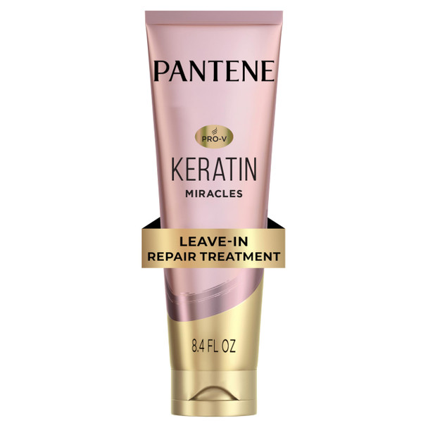 Pantene Keratin Leave-In Conditioner With Argan Oil Protein Treatment For Dry Damaged & Color-Treated Hair Repairs Split Ends & Protects From Damage Formaldehyde- 8.4 Fl Oz