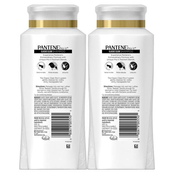 Pantene Shampoo Pro-V Classic Clean 25.4 Fl Oz Twin Pack